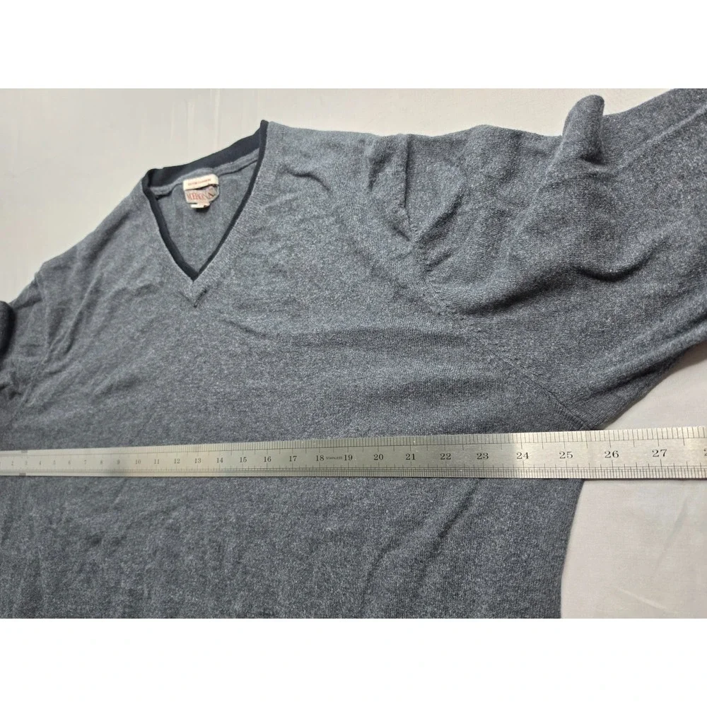 Merona Sweater Men's 2XL Gray Cotton Tight Knit V-Neck Long Sleeve Warm Wear